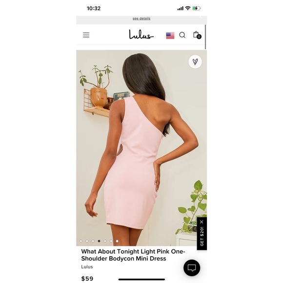 Lulas pink one shoulder cut out side mini Medium - Picture 8 of 9